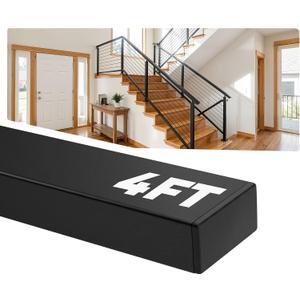 4FT Stainless Steel Black Handrail for Cable Railing System, Rectangular Flat Top Rail with End Caps, Cuttable Deck & Stair Handrail for Indoor Outdoor DIY Balustrade HT07-1 Pack