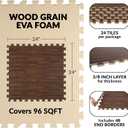 Stalwart Wood Grain Foam Floor Tiles - 24sqft Total, Dark, 6-Pack