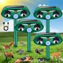 4 Pack 2025 Solar Ultrasonic Repellent Outdoor Cat Squirrel Rabbit Deer Repellent Devices Skunk Repellent for Yard with Motion Detection Animal Deterrent Light for Racoon Rodent Dog Mole
