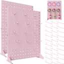 2Pcs Peg Board Display Stand with 15 Hooks, Tabletop Rack for Craft Shows, Jewelry Selling & Vendor Events, Portable Keychain Display for Accessories, Retail Stores & Boutiques, 17 * 13Inch
