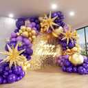 Purple and Gold Balloon Arch Kit, 162Pcs Dark Purple Gold with Stars Balloon Garland kit, Different Size Balloons for Birthday Baby Shower Anniversary Adults Prom Luxury Party Decorations, 18 12 10 5 inch