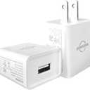 USB A Charger 1A/5V Single Port USB Wall Plug 5W Wall Plug Brick Portable Travel Power Adapter UL Listed 2 Pack (White)