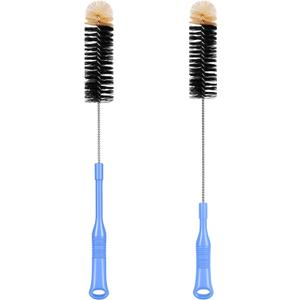 MOSOLAN Bottle Cleaning Brush, 17 Inches Extra Long Handle Water Bottle Brush, Flexible Bendable Cleaner for Washing Narrow Neck Bottles, Wine Decanter, Kombucha, Pipes, Beer Brewing Supplies, 2 Pack