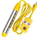 Portable Water Heater 1500W Immersion Heater for Bathtub with Switch Control, Bucket, Hot Tub, and Mini Inflatable Pool Fast Heating with Rust-Resistant 304 Stainless Steel Cap (Yellow)
