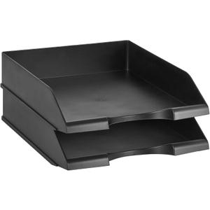 Amazon Basics Rectangular, Stackable Office Letter Organizer Desk Tray, Black, Pack of 2