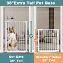Fairy Baby 38" Extra Tall Baby Gate for Stairs Doorways, Extra Wide 54.4" to 59.8" Safety Dog Gate for House, Auto Close Pressure Mounted Easy Walk Through Pet Gate with Door, White