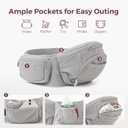 Momcozy Baby Carrier with Hip Seat, 2-in-1 Detachable Hands-Free Carrier for Long Walks, Forward-Facing Carry up to 44lbs, Breathable Infant Carrier, Fits Waists up to 45 Inches, AirMesh Grey
