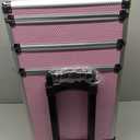 Professional Rolling Makeup Case with Wheels, 5-in-1 Makeup Train Case, Cosmetic Makeup Trolley Cart Travel Cosmetology Case On Wheels with Key for Hairstylists, Nail Tech (Pink Crystal)