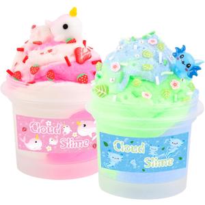 2 Pack Dreamy Axolotl Narwhal Cloud Slime, 100% Authentic, Scented for Kids, Fidget Toys, Toys for Girls and Boys for Kids Slime Set Party kit Stuffers, Girls Birthday Gift Ideas Cute Stuff