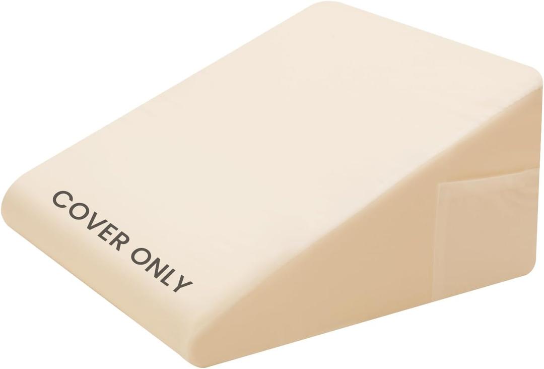 Bed Wedge Pillow Cover Only, Silky & Smooth Wedge Pillow Cases, Removable & Machine Washable-Zipper Design Pillowcase Beige Tex Stead  23*25*6.5