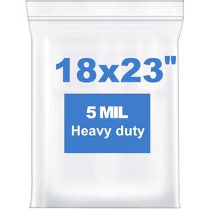 20 PCS 18" x 23" Thick 5 Mil Large Clear Zip Poly Bags Plastic Reclosable Zip Seal Lock Bags Heavy-Duty Clothing T-Shirts Shoes Toys Zipper Bag