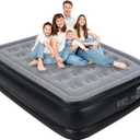 Queen Air Mattress with Built in Pump, Inflatable Mattress for Home, Blow up Air Bed 3 Min Quick Inflation and Deflation, Thin Velvet Top, 22'' Queen Size Gray (Stone Grey)