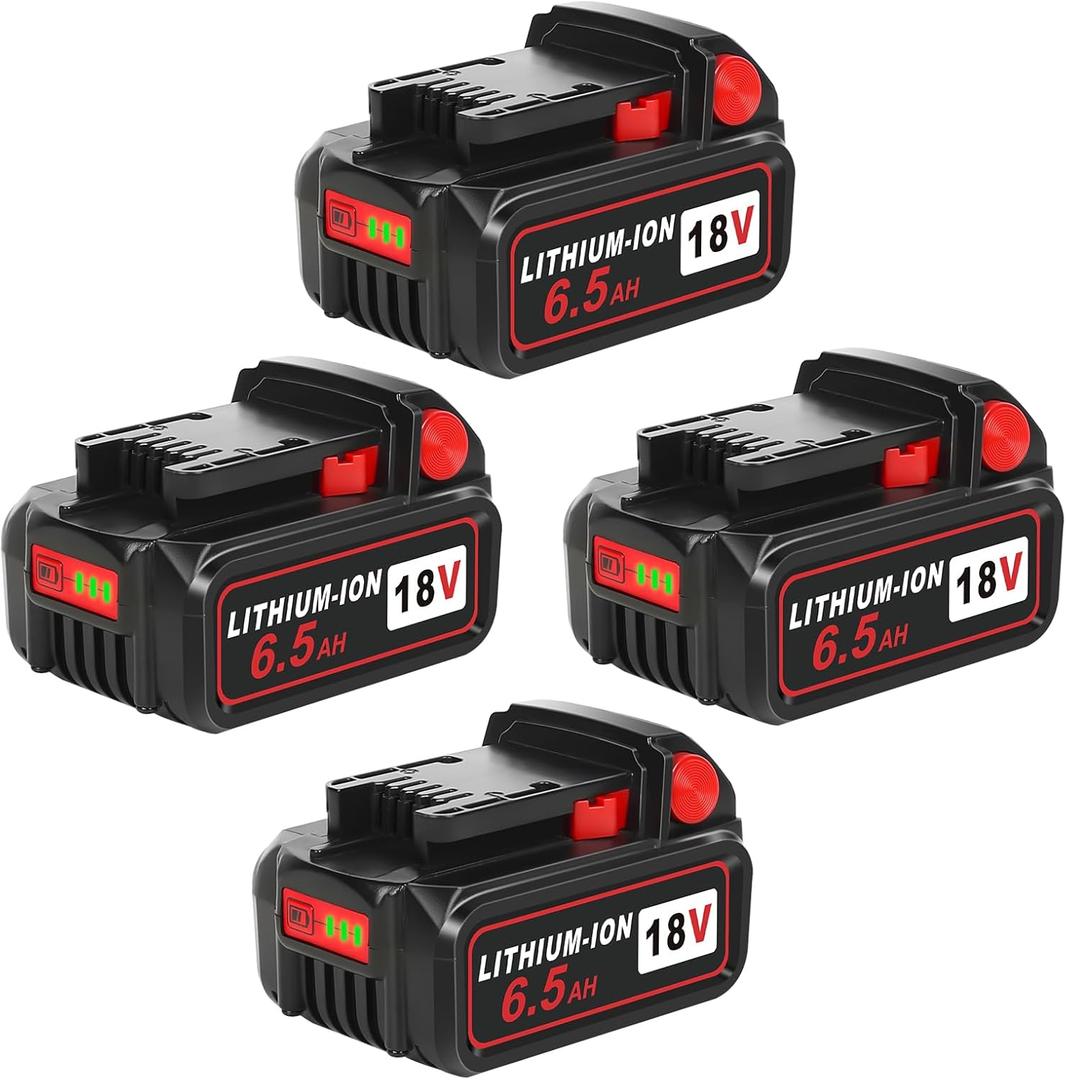 18V 6.5Ah Battery Replacement for Milwaukee M18 Lithium-Ion High Output Battery 48-11-1862 (4-Pack)