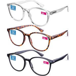 K KENZHOU Blue Light Reading Glasses for Woman Men Computer Gaming Phone TV Bluelight Blocking Glasses for Eye Strain,3-Pack (C1c2c4)