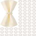 Suream 60 PCS Napkin Rings Bulk, Napkin Holders for Cloth Napkins, Elegant Pearl Decor for Wedding, Formal Dinners, Holiday, Party(White and Silver)
