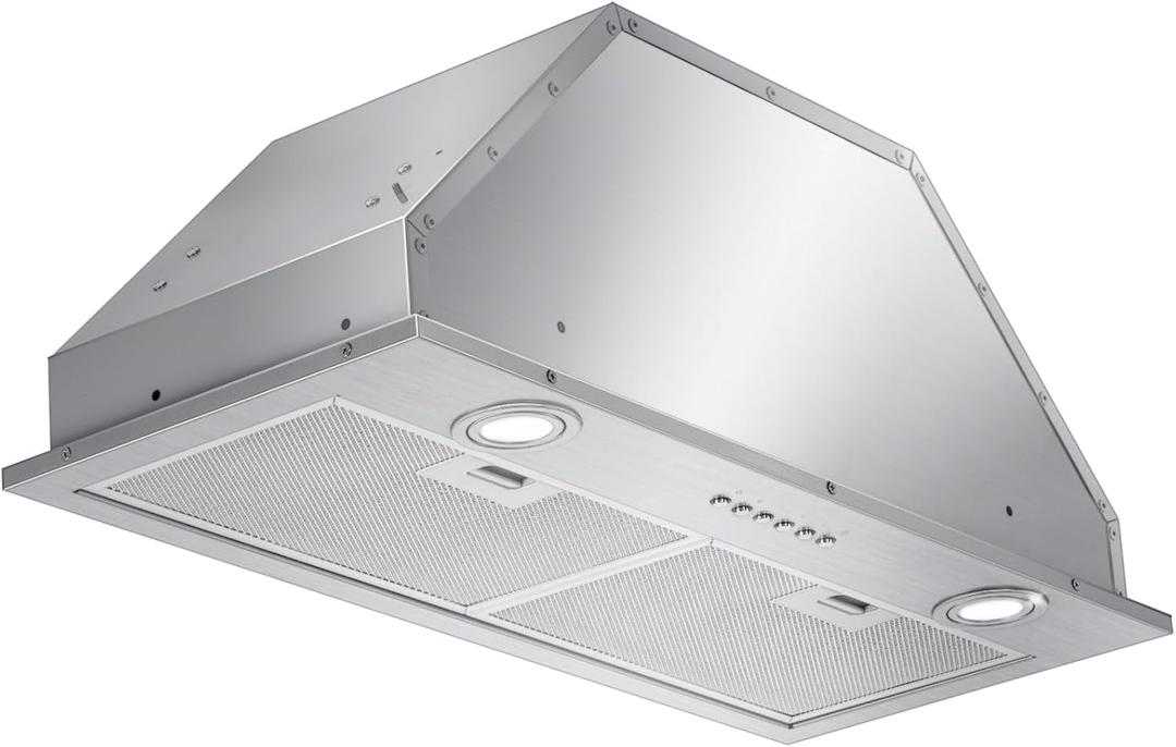 ONEEON 30" Range Hood Insert - 500 CFM Stainless Steel Built-in Kitchen Vent w/ 4-Speed Exhaust Fan, Dishwasher-Safe Baffle Filters, LED Lights & 3-Min Delayed Shutdown
