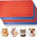 Guinea Pig Cage Liner - Pack of 4 Washable Pee Pads for Dogs, Smooth Fleece Guinea Pig Bedding for Cage & Crates, Reusable & Waterproof Puppy Pee Pads - 47x24 Inches, Red Blue Piggies
