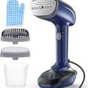 Powerful Handheld Fabric Steamer - 1800W with Fast Ceramic Heat-Up Plate, 2-in-1 Ironing & Wrinkle Remover, Steam Nozzle, Lint Brush - Blue, for US 120V Only