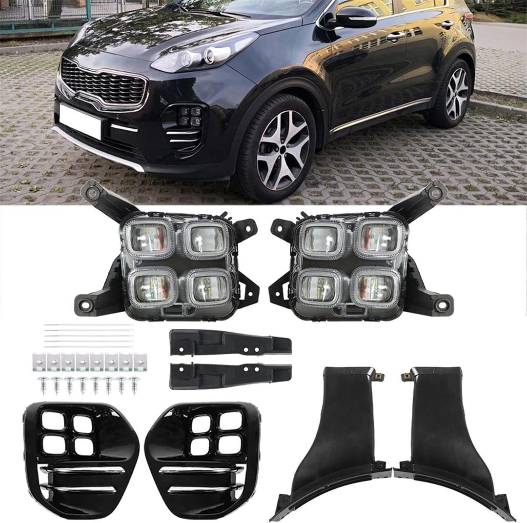 Silscvtt 2Pcs Fog Lights Assembly Replacement for Sportage 2017-2018 Clear Lens with Bulbs Driving Fog Lights Lamps Left and Right Side