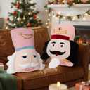 Lanpn Christmas Nutcracker Pillow Set of 2, Christmas Decoration Winter Throw Pillows Soft Cute 3D Shaped Nutcracker Throw Cushion for Sofa Living Room Bedroom Xmas Decor (Pink)