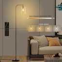 Wio-Mio Industrial Floor Lamp with Glass Shade, Modern Dimmable Floor lamp with Remote LED Bulbs, Tall Lamp for Living Room Corner, Bedroom, Office (Black)