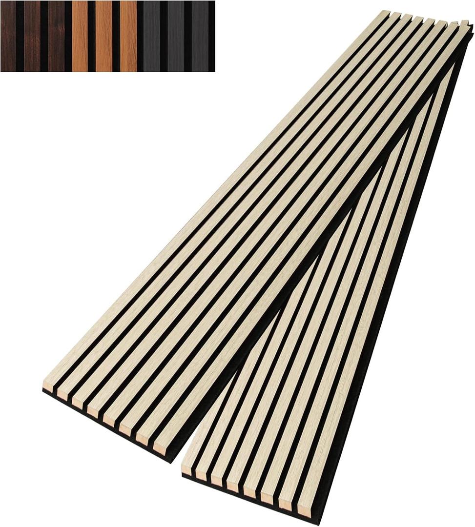 Art3dwallpanels Wood Slat Wall Panel, 108'' x 13'' Wood Panels for Wall 2 Pack 3D Soundproof Wall Panels, Large Acoustic Panels Sound Absorbing for Interior Ceiling and Wall Decor Noise Reduction, Oak