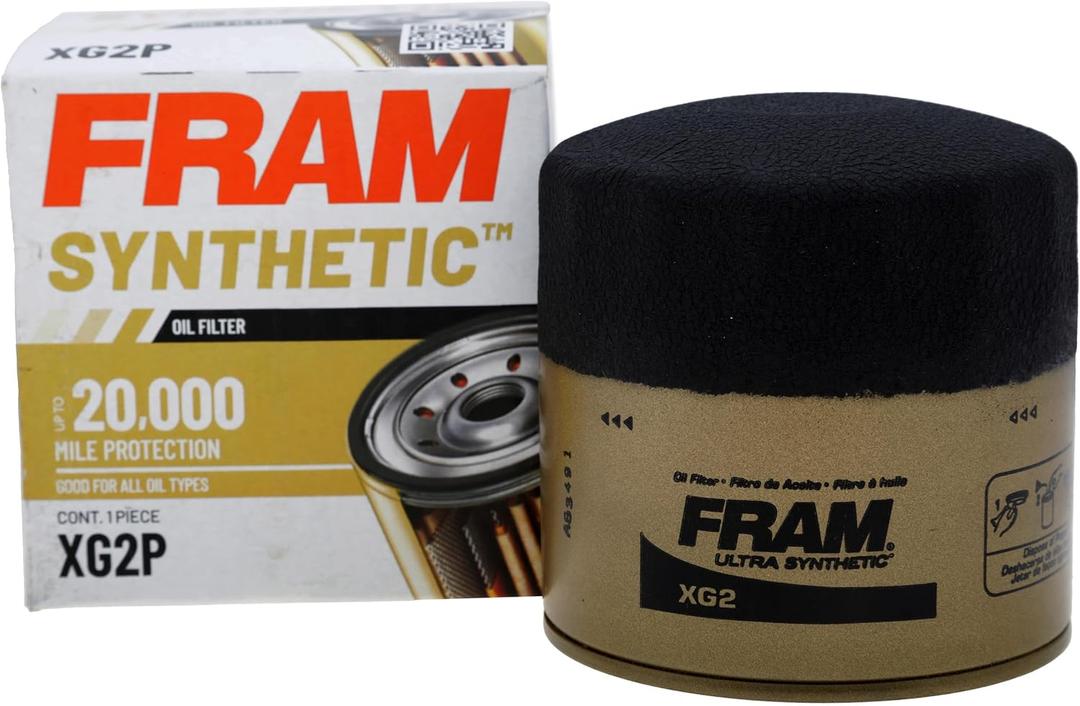 FRAM Synthetic XG2P 20K Mile Change Automotive Replacement Engine Oil Filter for Synthetic Oil Changes, Premium Vehicle Engine Protection Oil Filter for Select Vehicle Model Years (One Size - 1 Count)