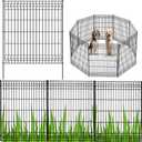 No Dig Fence Outdoor Dog Fences,Total 44" H x 288" W Decorative Metal Garden Fence with Gate,Garden Fence Animal Barrier,Garden Fencing for Yard Rustproof
