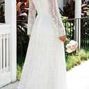 Cercis Womens Off The Shoulder Floral Lace Maxi Wedding Dress Boho Flowy Wedding Guest Formal Long Dresses (White, M)