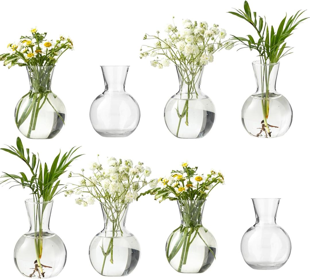 Plastic Propagation Vases (8 Bulbs),Desktop Plant Terrarium for Indoor Plants - Hydroponics Containers for Home Office Desk Decor, mini Gardening Gifts for Women Who Love Plants (8PCS)