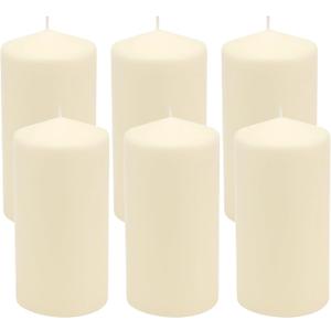 Stonebriar Unscented Pillar Candles 65 Hour Burn Time, Long-Lasting Wax Candles for Weddings, Holidays, Home Dcor & Special Events, Pack of 6, Ivory, 3" x 6"