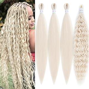 613 Blonde Braiding Hair Pre Stretched with Boho Curls 26 inch Deep Ocean Wave Crochet Hair Curly Wavy Braiding Hair for Bohemian Boho Braids Synthetic Extensions