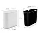 Black Slim Rectangular Plastic Trash Can with Press Type Lid,12 Liter / 3.2 Gallon Narrow Trash Bin with Pop-up Lid for Toilet,Bedroom,Bathroom,Office,Kitchen,Powder Room