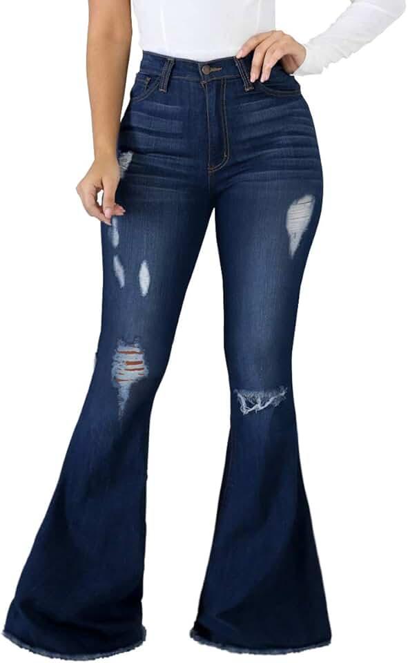 LaiyiVic Bell Bottom Jeans for Women High Waisted Stretchy Skinny Flared Denim Pants S