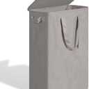 efluky Slim Laundry Basket with Lid, Narrow Laundry Hamper with Handles, Collapsible Dirty Clothes Hamper, Tall Laundry Bin for Laundry Room, Dorm and Bedroom, 55L Grey