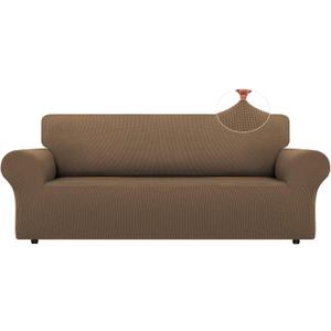 LURKA Stretch Oversized Sofa Slipcovers 1 Piece Couch Covers for 3 Cushion Couch Sofa Furniture Protector Full Sofa Covers with Elastic Bottom for Kids and Pet (Camel, X-Large)