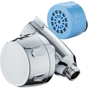 AquaCare Skin & Hair - World's Only Universal Shower Water Filter for All Shower Head Types with ON/OFF Filtration Modes, Instant Cartridge Reload & Stay-Clean American KDF Cartridge, Chrome Finish