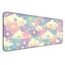 AYKDTFN Cute Colorful Cloud and Star Desk Mat, Watercolor Pink Extended Large Gaming Mouse Pad, Computer Keyboard Laptop Girl Kawaii Mousepad for Work, Game, Office and Home, XL