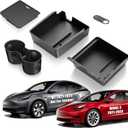 5Pcs Center Console Organizer Tray Compatible for Tesla Model Y Accessories 2024-2021 Armrest Hidden Drawer Storage Box Cup Holder (Not Compatible for Model 3 Highland & Model y Juniper)