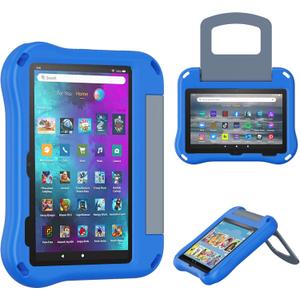 Fire 7 Tablet Case for Kids, only Compatible with 12th Gen 2022 Release, OQDDQO Lightweight Anti-Slip Shock Resistant Kid Friendly Cover with Stand for Amazon Kindle Fire HD 7 Tablet (Blue)
