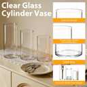 24 Pcs Bulk Cylinder Glass Flower Vases & Hurricane Candle Holders, 2.6" x 5/6/8 Assorted Heights, Thickened Shatter-Resistant Clear Glass, Multiuse Centerpieces for Wedding, Party & Home Decor