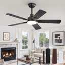 44" Ceiling Fans with Lights, Black Modern Ceiling Fan with Remote, Farmhouse Indoor Ceiling Fan with Dual Finish Blades, Quiet & Strong Motor, Bright LED Light. (44 Inch)
