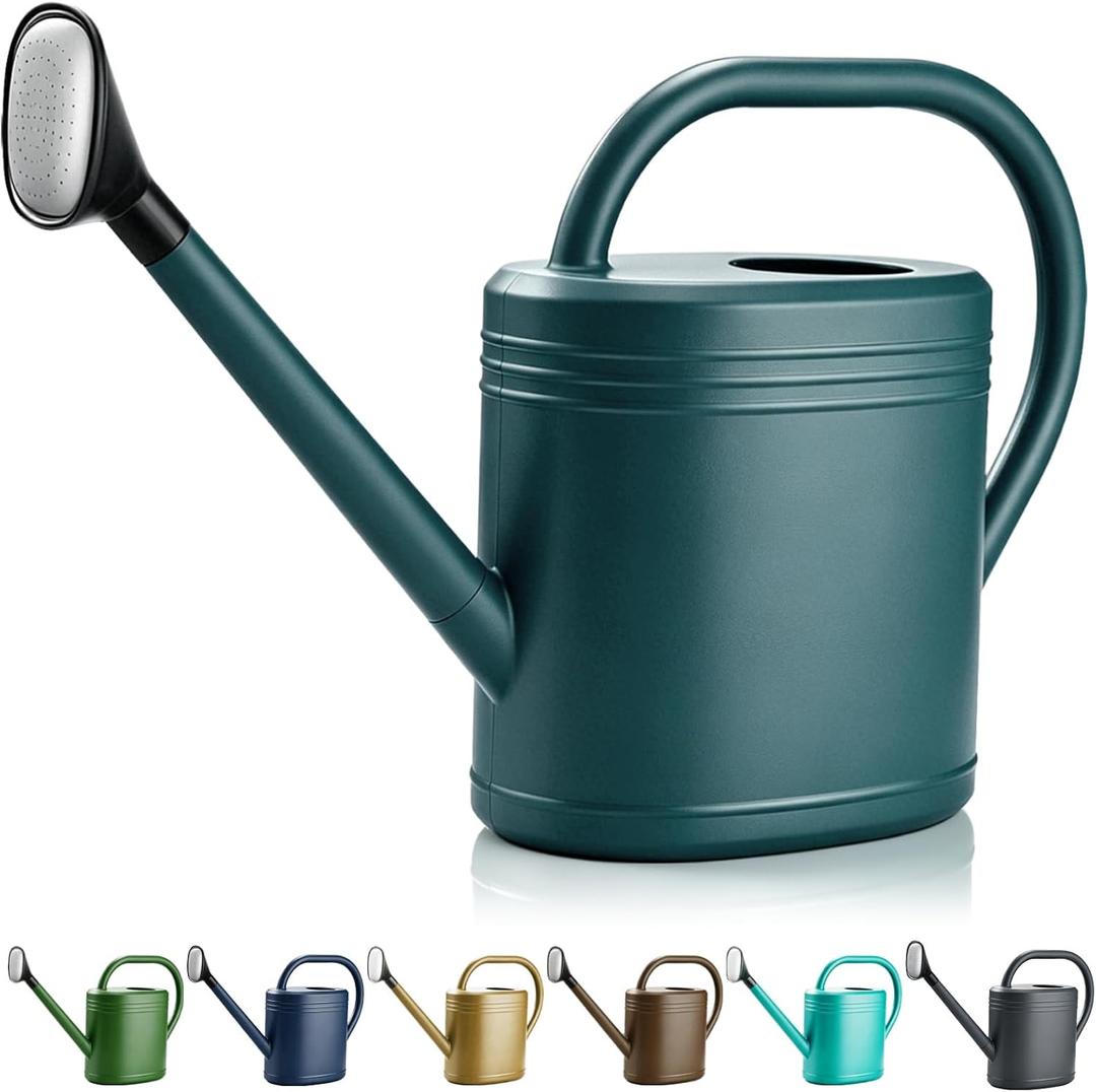 NERUB 2 Gallon Watering Can for Outdoor Plants, Large Garden Watering Can with Long Spout and Removable Stainless Steel Sprinkler Head, Plastic Water Can for Patio, Greenhouse and Flowers