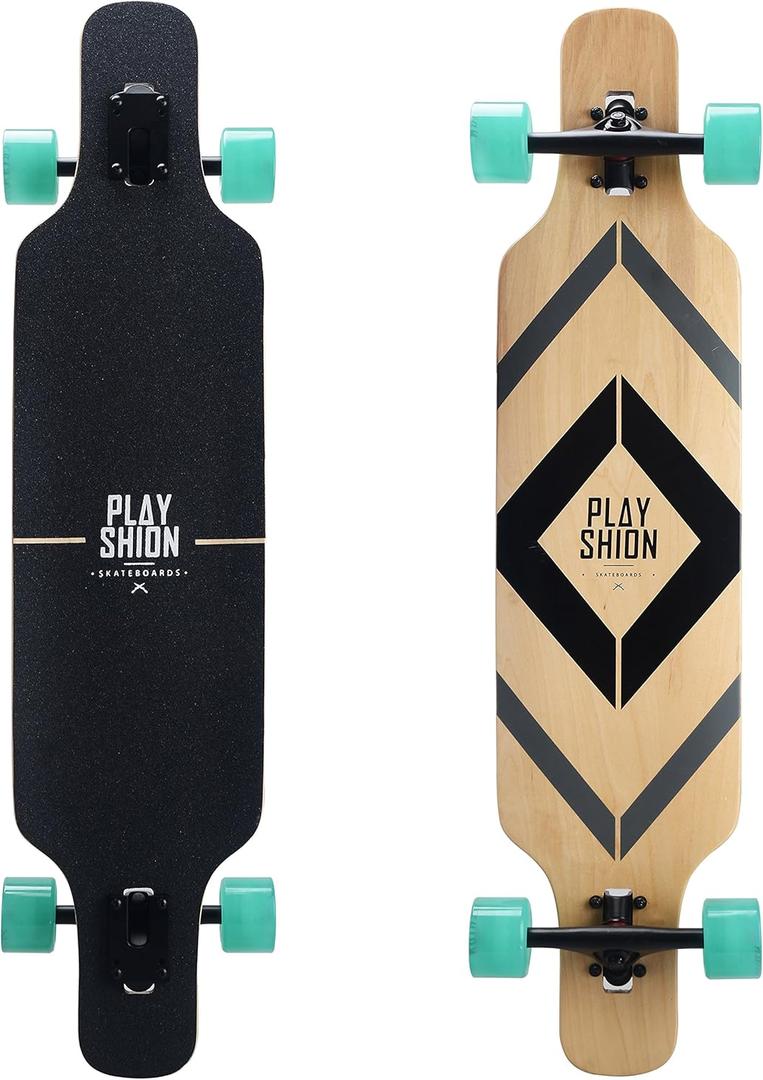 Playshion 39 Inch Drop Through Freestyle Longboard Skateboard Cruiser Black
