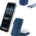 Belkin MagSafe Charger, Compatible 2-in-1 Charging Station, Qi2.2 25W Magnetic Wireless Charger iPhone, Foldable Stand, with 5W USB-C Port, for iPhone 17/16/15, Pixel 10, AirPods, 45W Adapter Included (Blue)