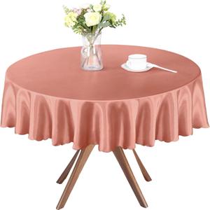 Homiest 1 Pack 60 Inch / 5ft Round Tablecloth Satin Table Cover, Rose Gold Table Cloth Overlay Bright Table Decorations, Silky Satin Dining Table Cloths for Wedding Reception Graduation Banquet