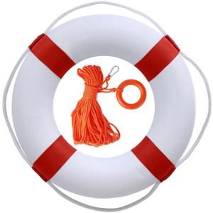 20 Inch Pool Safety Life Preserver Throw Ring Buoy for Swimming- Swim Foam Rings with 98.4FT Water Floating Lifesaving Rope