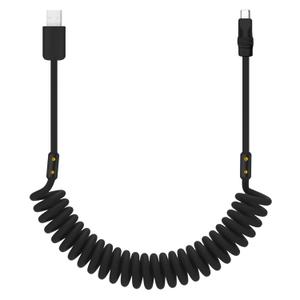 chubbycable Curly Chubby 120W Coiled USB C Cable Retractable Fast Charging Cable for Car Charger Cord Compatible with iPhone 17-15 Series, Black, USB-A to Type-C, 2.29FT-3.6FT