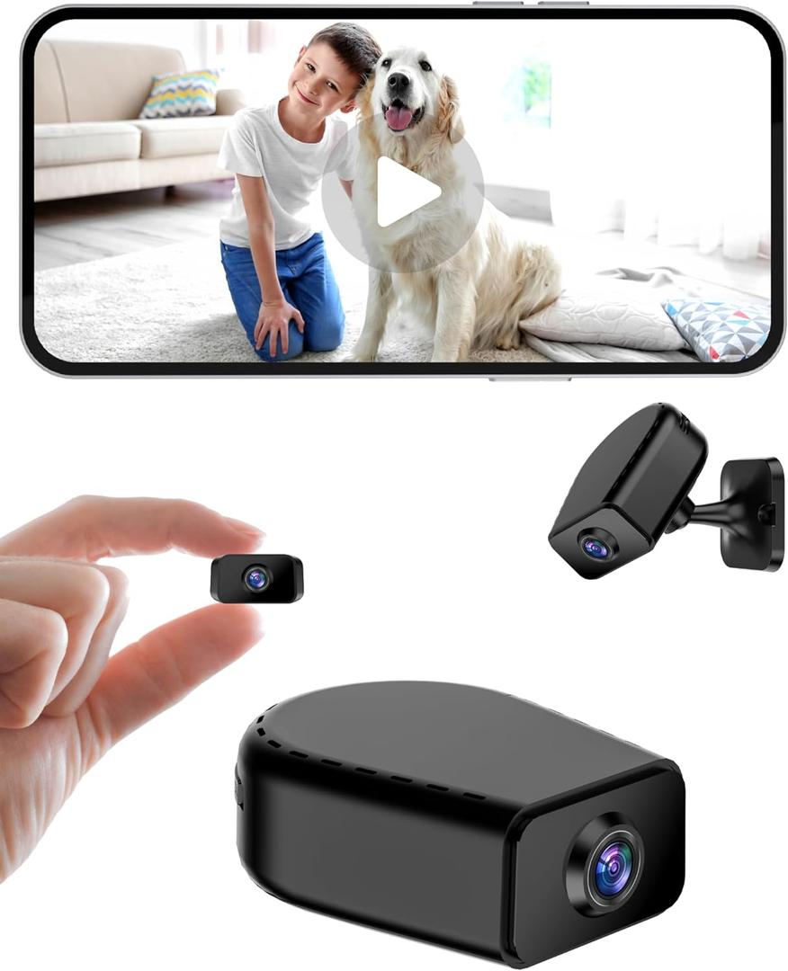 ZoomaraKam 1080P HD WiFi Mini Camera Wireless Indoor Security Camera for Pets, Motion Alerts, Night Vision, Rechargeable Battery, SD Card & Cloud Storage, Magnetic Installation Nanny Cam