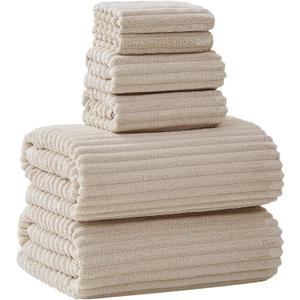 Extra Large Bath Towel Set of 6 (40"x80"),Oversized Bath Sheet Super Soft Highly Absorbent Microfibers Quick Dry Luxry Shower Towel for Bathroom Spa Gym Hotel Yoga(Beige, 6Piece)
